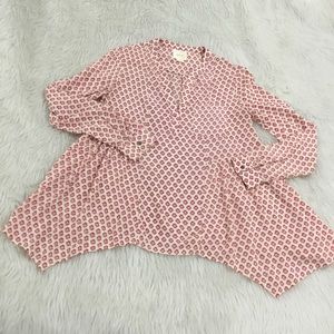 Anthropologie Pink Patterned Long Sleeve Top